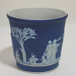 Vintage Wedgwood Blue & White Jasperware Cup / Beaker /Tumbler – 8 cm Tall